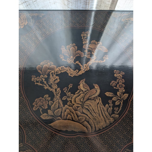 Vintage Drexel Heritage Ming Treasures Console Table – Hand-Painted Birds & Flowers For Sale - Image 11 of 14