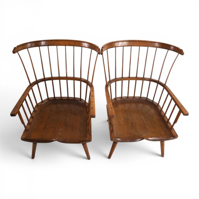 Brown Handcrafted Windsor Lounge Chairs, England, 1960, Set of 2 For Sale - Image 8 of 18