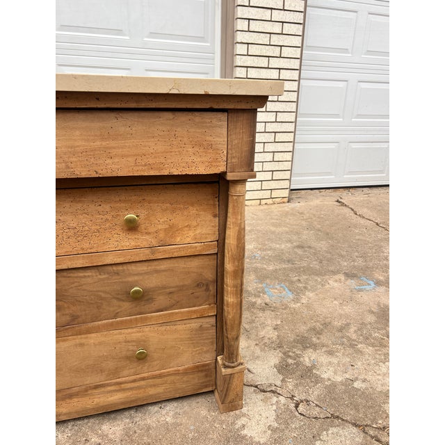 French 18th Century Empire Bleached Walnut Marble Top Commode For Sale - Image 6 of 12