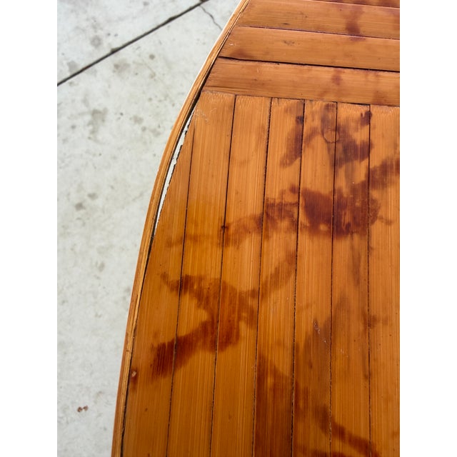 Brown Vintage Boho Tortoise Rattan and Bamboo Slat Folding Side Table For Sale - Image 8 of 12