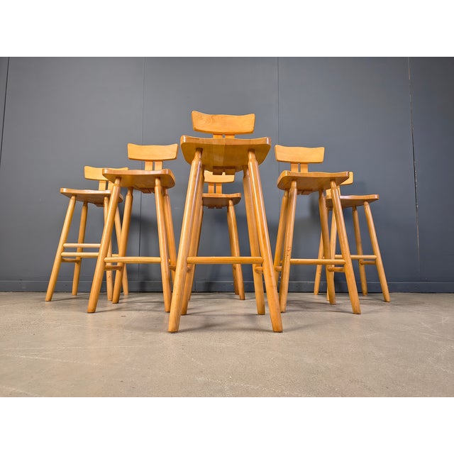 Mid-Century Brutalist Bar Stools, 1960s, Set of 6 For Sale - Image 9 of 15