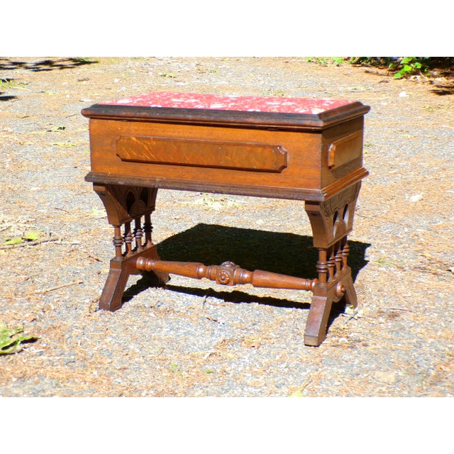 Antique Victorian Slipper Bench Solid Walnut Sewing Stool For Sale - Image 11 of 14
