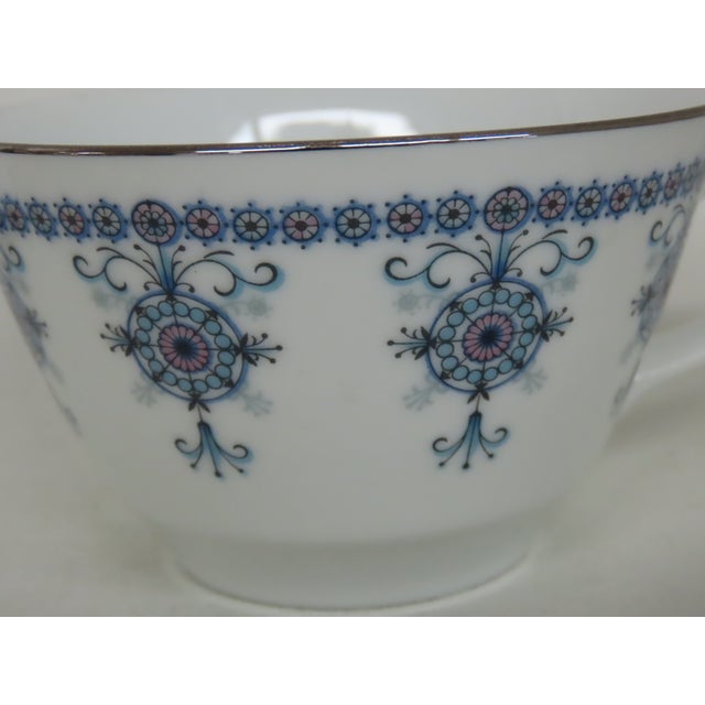 White Noritake Nippon Toki Kaisha Japan Bone China Tea Cup and Saucer Set 4666b For Sale - Image 8 of 14