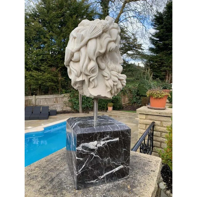 20th Century Marble Bust Sculpture of the Roman God of the Water Neptune For Sale - Image 3 of 10