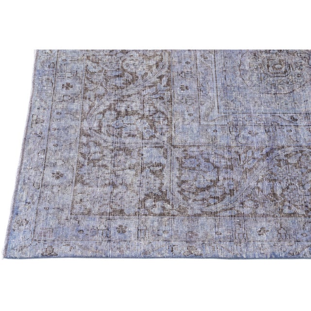 1960s Vintage Persian Distressed Handmade Medallion Purple Wool Rug For Sale In New York - Image 6 of 10