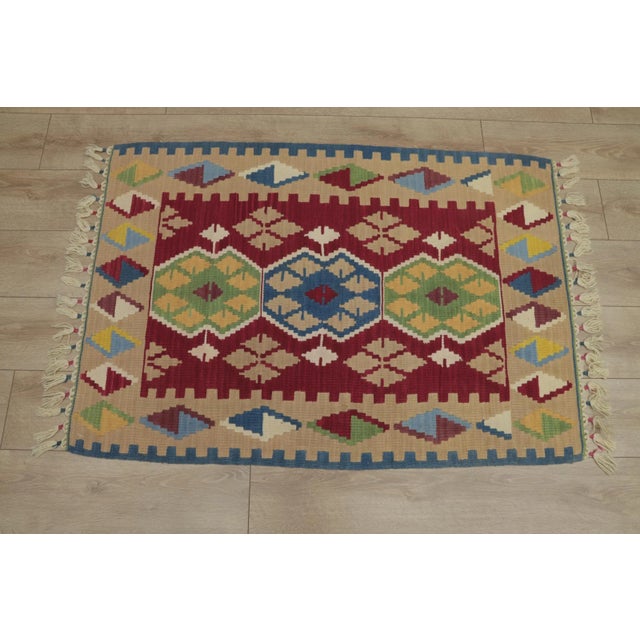 Mid-Century Modern 1990s Scandinavian Blue Flamestich Rug For Sale - Image 3 of 11
