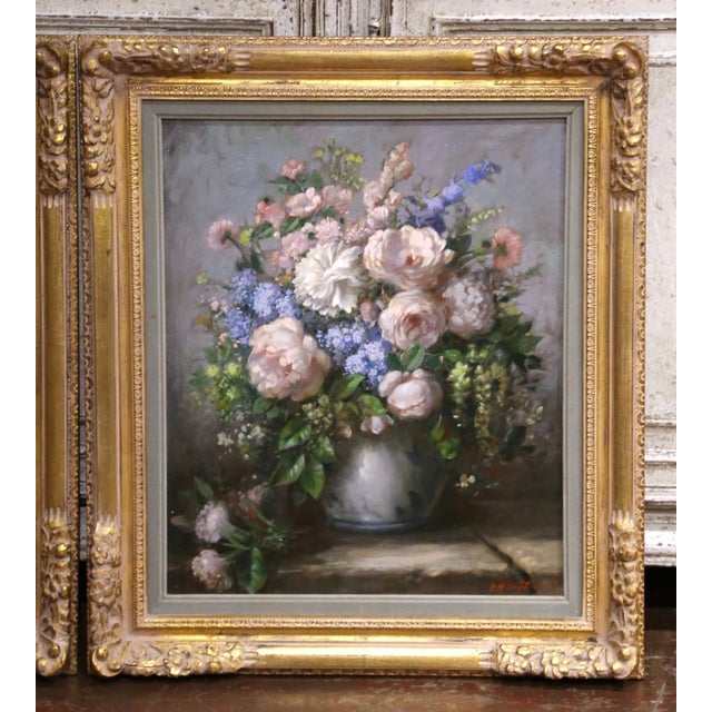 Pair Mid-Century Floral Still Life Oil Painting Pendants by John W. Orth For Sale In Dallas - Image 6 of 13