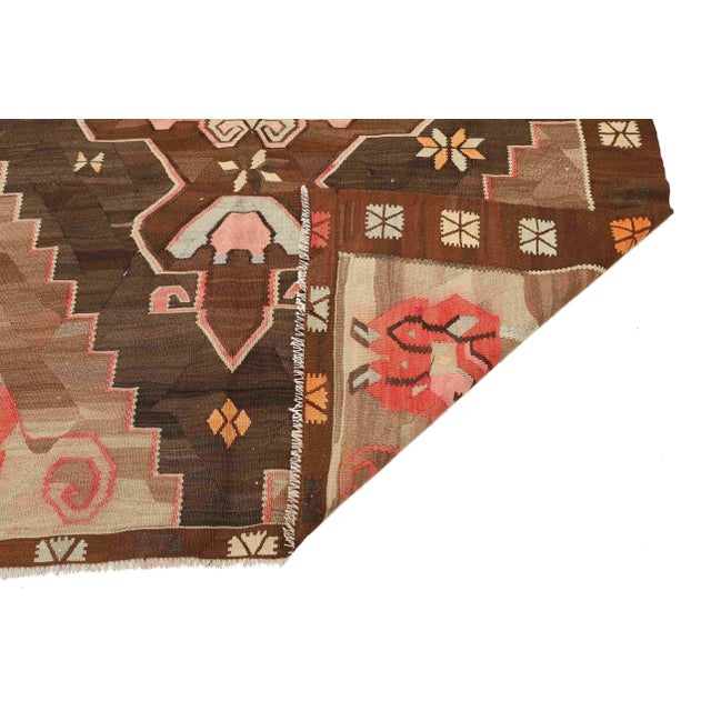 Mid 20th Century Vintage Handwoven Turkish Kilim Rug For Sale - Image 5 of 7