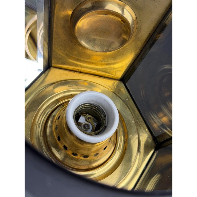 Antique French Empire Revival Wall Lantern with Original Beveled Glass Panels, 1890s For Sale - Image 9 of 11