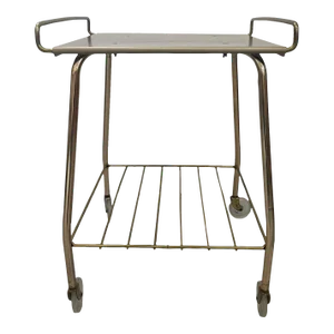 1970s Vintage Gold Colored Cart on Wheels