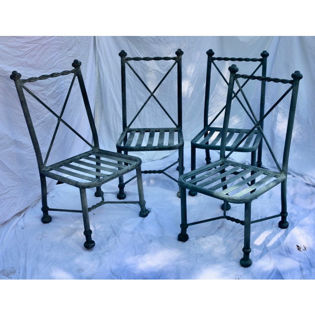 Vintage Aluminum Patio / Garden Babylon Collection Table & 4 Chairs Made by Pompeii Furniture in USA. Highly sought after...