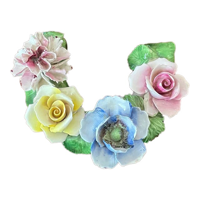 Vintage Radnor English Bone China Floral Horseshoe For Sale