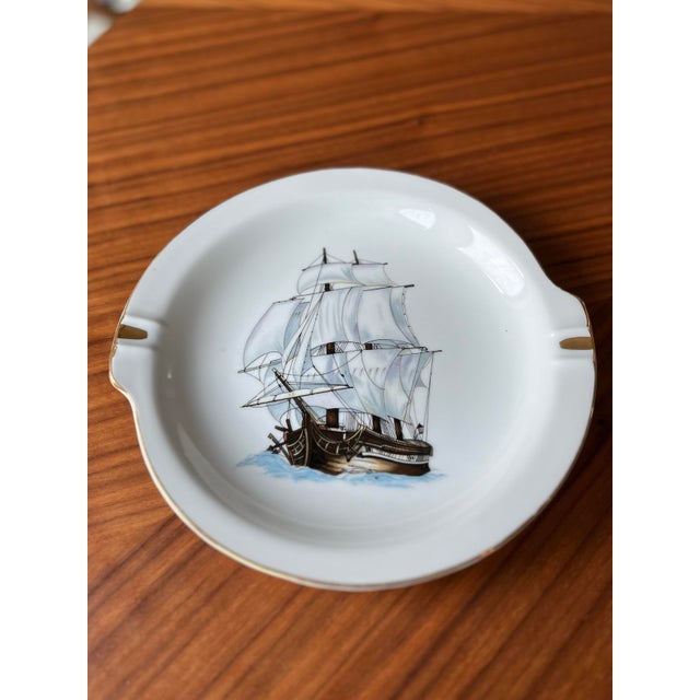 Ceramic 1950s Vintage Norleans Schooner Ship Ashtray, Japan For Sale - Image 7 of 8