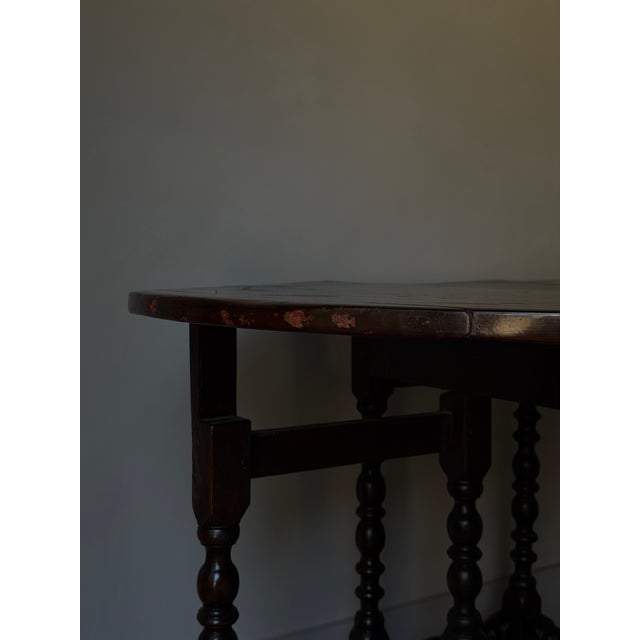 English Antique English Gate Leg Table - Turned Legs Drop Leaf For Sale - Image 3 of 8