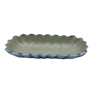 Early 21st Century Julie Knight Rectangle Mother of Pearl & Aluminum Trinket Dish
