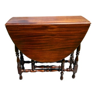 Vintage Solid Mahogany Gate-Legged Table For Sale
