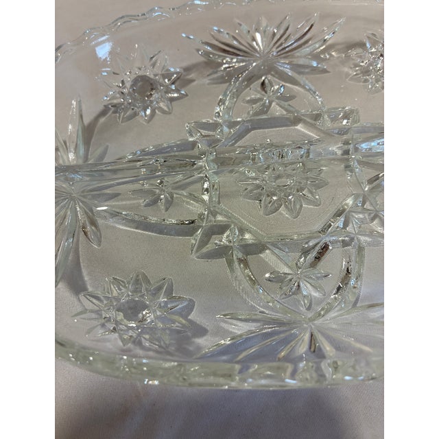 Mid 20th Century Mid 20th Century Anchor Hocking Pressed Glass Relish Dish, Star of David Pattern For Sale - Image 5 of 8