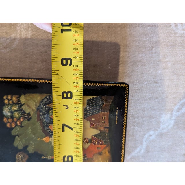 Vintage Fedoskino Lacquer Box: 'The Young Cowherd' by Artist v.b. Morozov (1985) For Sale - Image 10 of 13