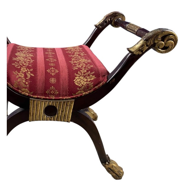 Metal Late 20th Century Neoclassic Gilded Accent Ottoman For Sale - Image 7 of 12