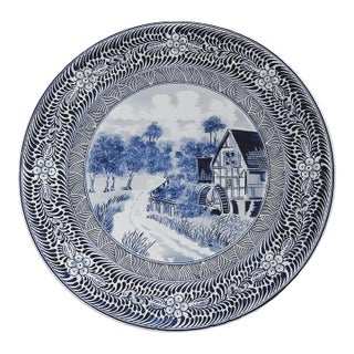 Mid 20th Century Blue and White Delft Holland Wall Plate For Sale