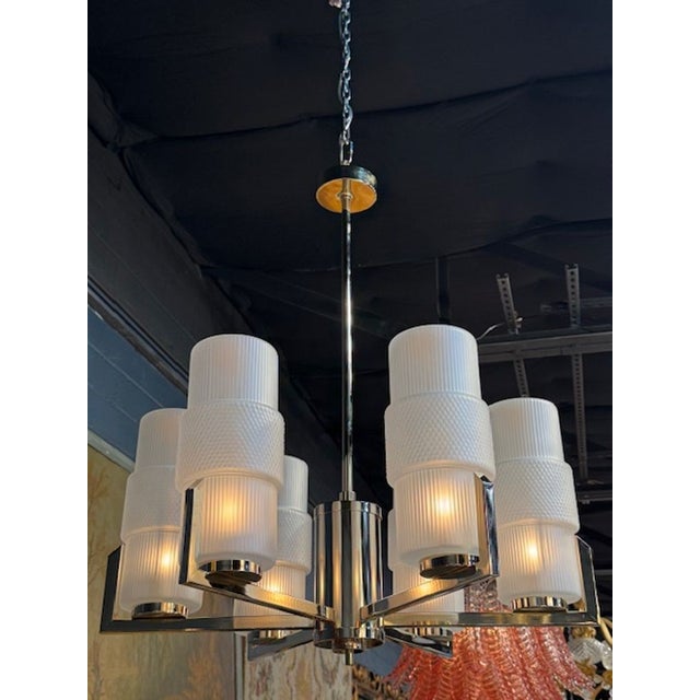 Late 20th Century Modern Murano Glass and Brass Chandelier For Sale - Image 5 of 6