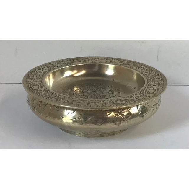 Pretty brass ash tray or bowl with underplate and etched design!