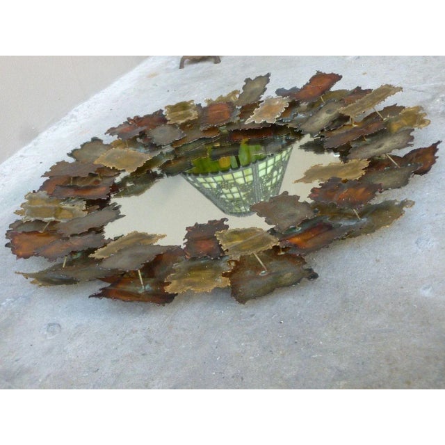 1970's Torch Cut Brutalist Designer Metal Mirror For Sale - Image 4 of 6