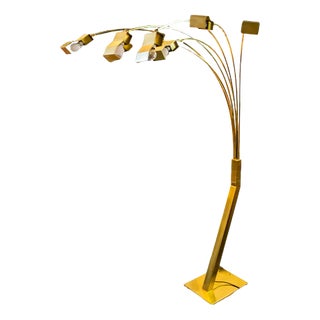 Brass 7-Light Floor Lamp, Italy, 1970s For Sale