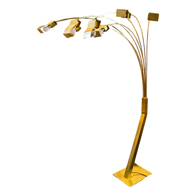 Brass 7-Light Floor Lamp, Italy, 1970s For Sale