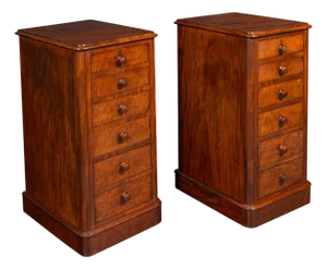 Tall Pair of Antique Nightstands, English, Chest of Drawers, Bedside, Victorian