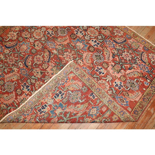 Persian Zabihi Collection Antique Persian Heriz Square Rug - 4'10" x 5'4" For Sale - Image 3 of 7