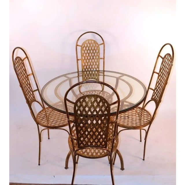Metal Set of Four Gilt Metal Dining Chairs For Sale - Image 7 of 8