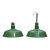 Set of Two Benjamin 16" Enameled Porcelain Green Industrial Pendant Lights c.1950 For Sale