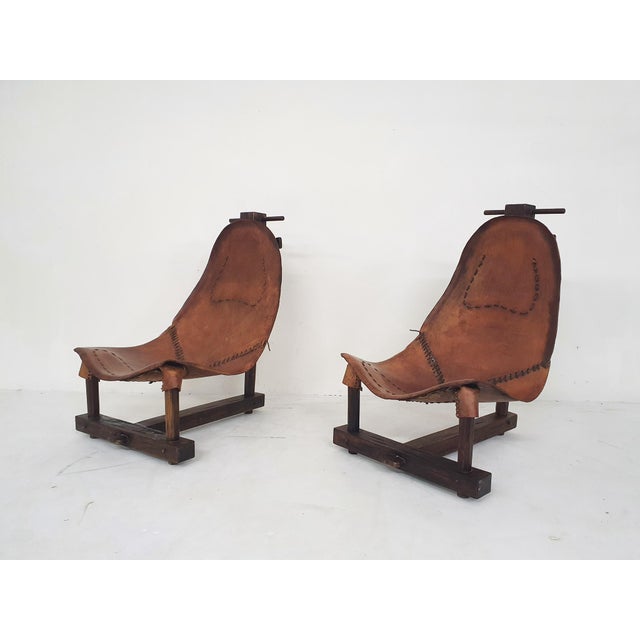 Vintage Saddle Leather Lounge Chairs, Brazil, 1960s, Set of 2 For Sale - Image 9 of 18