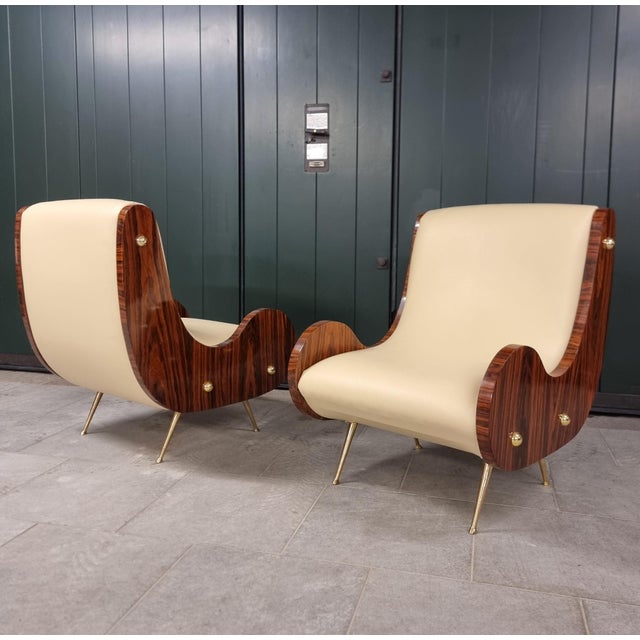 Vintage Art Deco Style Armchairs with Canaletto Walnut Armrests, 2010s, Set of 2 For Sale - Image 6 of 12