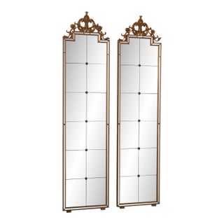 Pair French Style Gold Decorative Mirror Panels For Sale