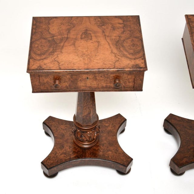 Early 19th Century Antique William IV Burr Walnut Side Tables, 1830s, Set of 2 For Sale - Image 5 of 14