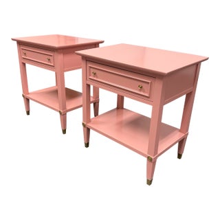 Firebird Furniture Vintage Regency Style Pink Nightstands, Pair For Sale