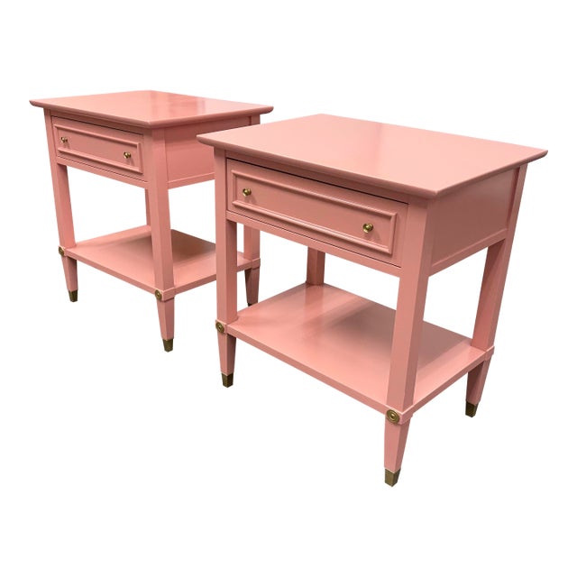 Firebird Furniture Vintage Regency Style Pink Nightstands, Pair For Sale