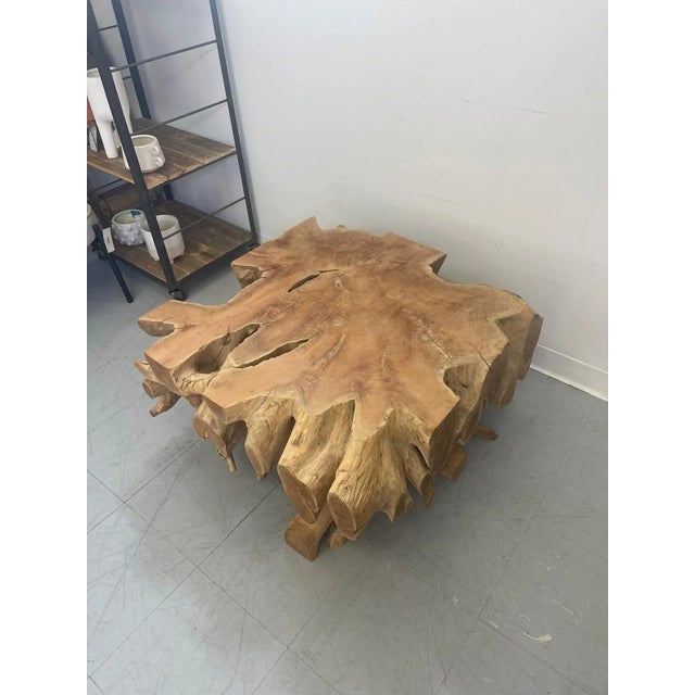 Contemporary Solid Teak Live Edge Coffee Table From Indonesia. For Sale - Image 3 of 11