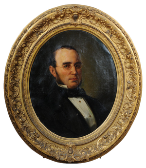 Biedermeier Artist, Gentleman's Portrait, 19th Century, Oval Oil on Canvas, Framed