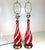 Mid-Century Modern Vintage Mid Century Modern Candy Cane Swirl Striped Red Table Lamps 1950s Murano Glass - a Pair For Sale - Image 3 of 8