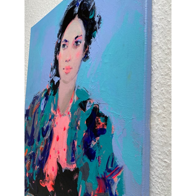 Contemporary Liliya Nikolova, The Girl with the Black Cat II, Oil on Canvas For Sale - Image 3 of 5