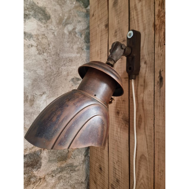Metal Art Deco Copper Wall Lamp with Prismatic Glass Reflector, 1920s For Sale - Image 7 of 18