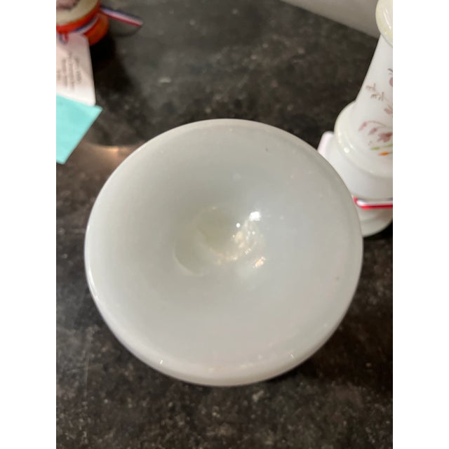 Ceramic Antique French Pair Opaline Vases Floral For Sale - Image 7 of 8