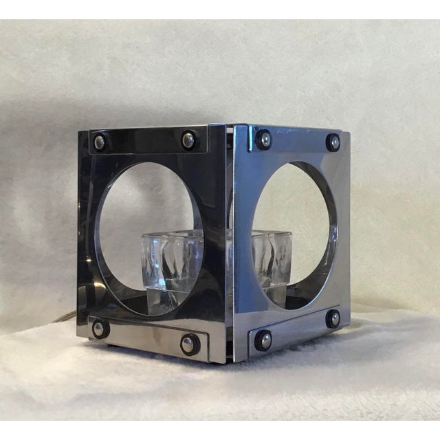 Vintage Peill & Putzler Cube Chrome With Ice Cube Glass Industrial