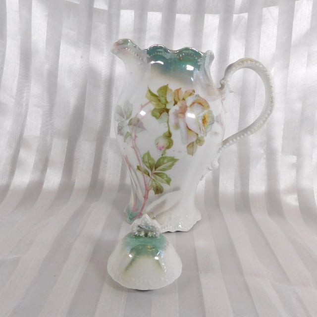 1930s Leuchtenberg White Floral Chocolate Pot For Sale - Image 4 of 6