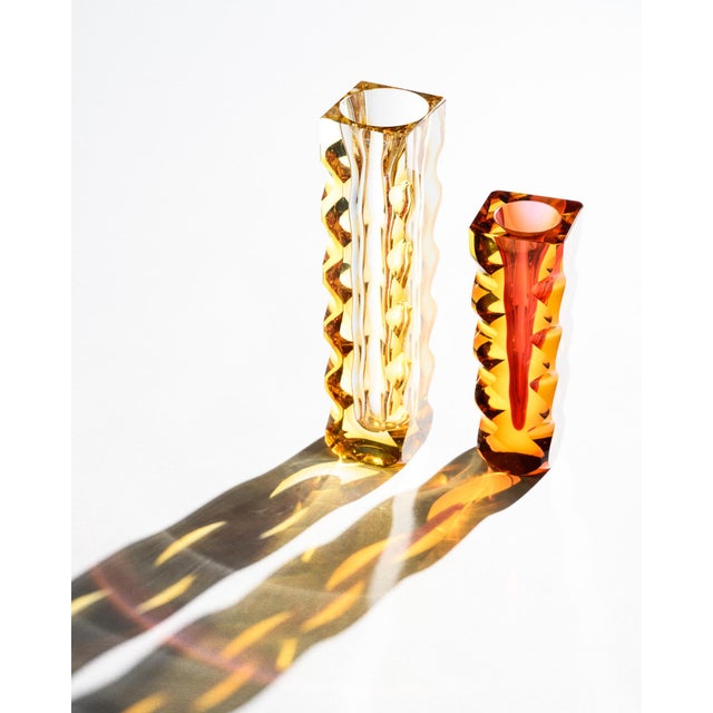 1970s Optic Cut Glass Vases by Oldřich Lipa Lipsky for Exbor, Czechoslovakia, 1960s, Set of 2 For Sale - Image 5 of 18
