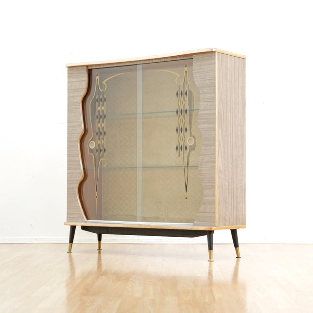 Metal Vintage 1950s Atomic Curio China Display Cabinet For Sale - Image 7 of 10