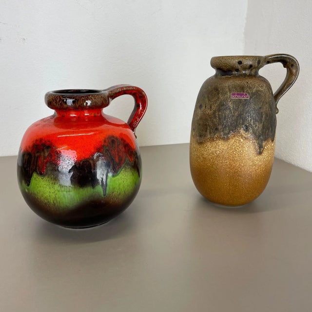 German Pottery Fat Lava Vases Multi-Color from Scheurich, 1970s, Set of 2 For Sale - Image 4 of 18